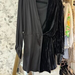 Zara Black Velvet Wrap Robe